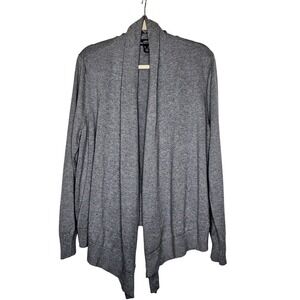 Lands End Womens Gray Open Front Cardigan 1X Cotton Modal Blend Soft Stretchy‎